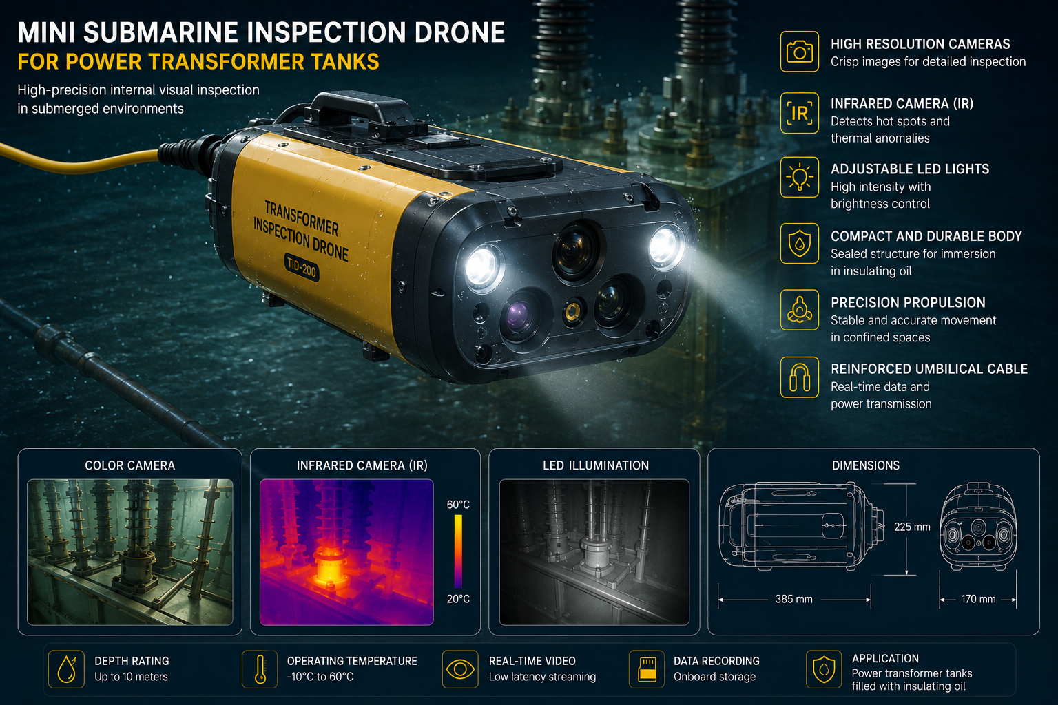 Submersible transformer inspection drone